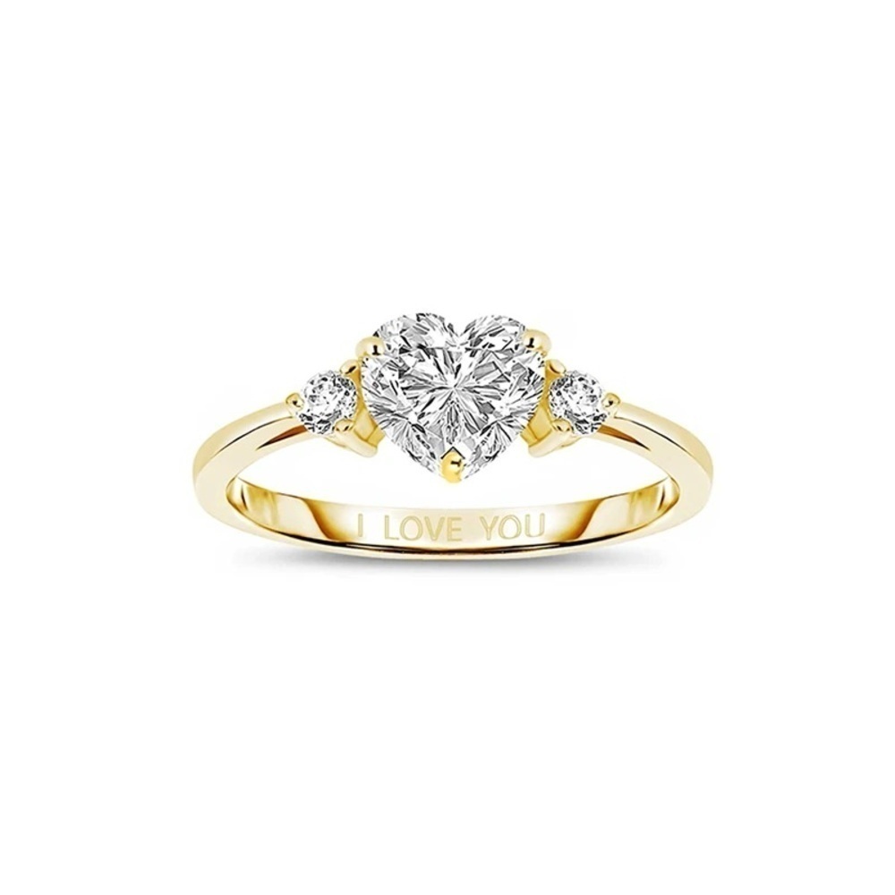 NEW Genevive Jewelry Sterling Silver Three CZ Stone “I Love You” Ring